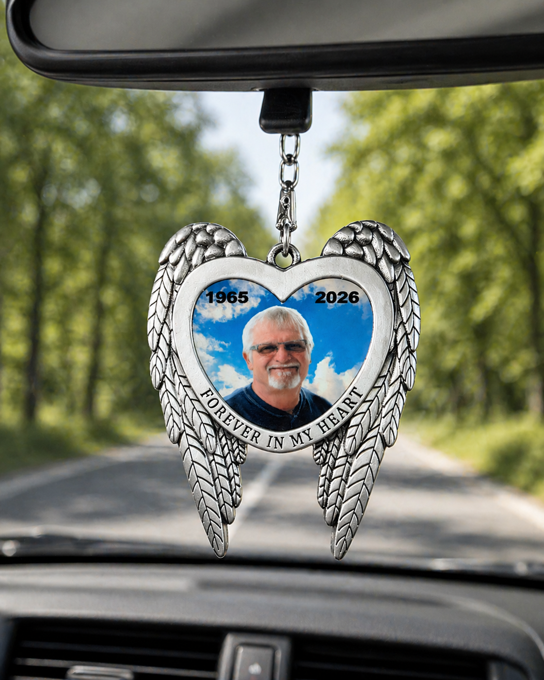 Personalized Memorial Angel Wings Car Charm