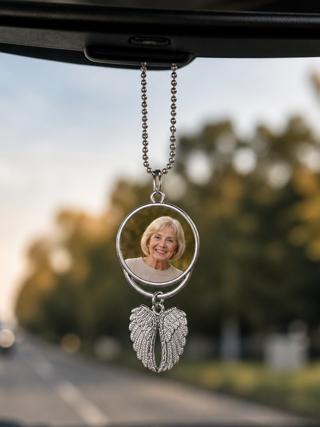 Personalized Memorial Angel Wings Car Charm